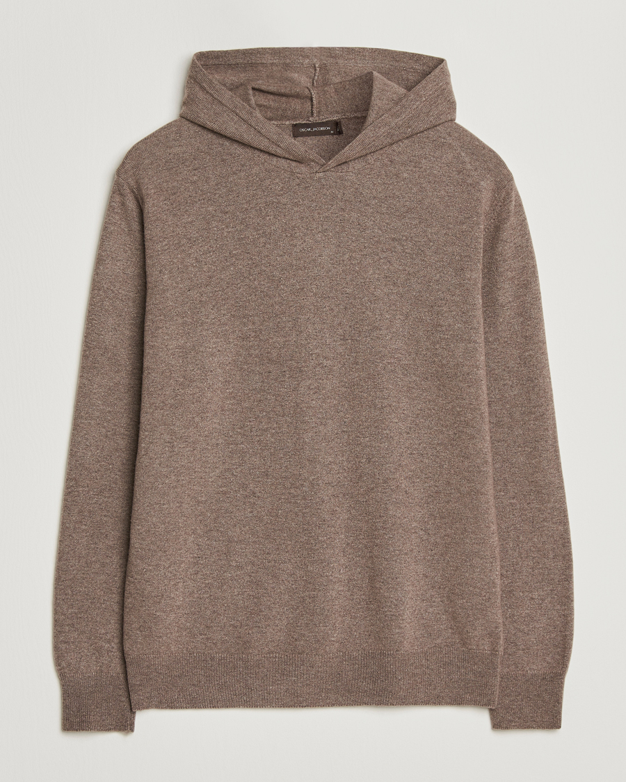 Men | Sweaters & Knitwear | Oscar Jacobson | Pascal Wool/Cashmere Hoodie Light Brown