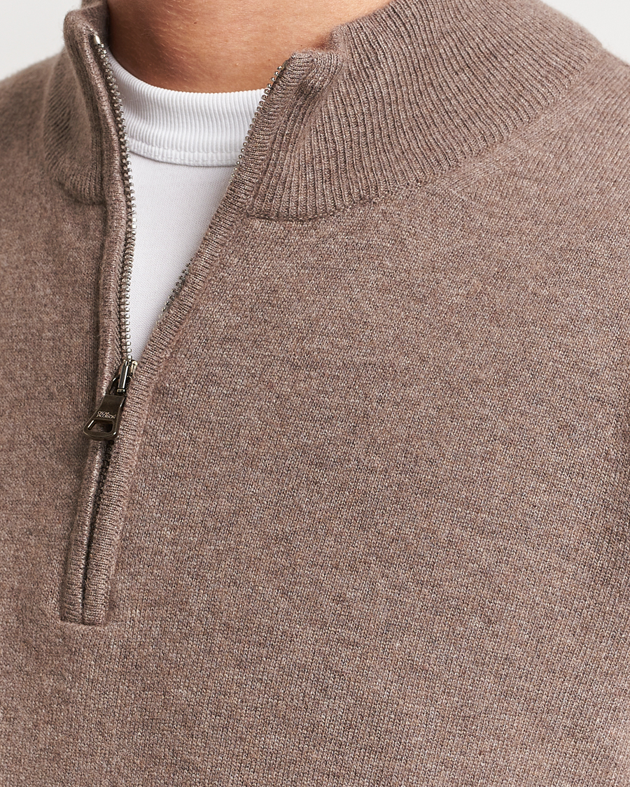 Men | Sweaters & Knitwear | Oscar Jacobson | Patton Wool/Cashmere Half Zip Light Brown