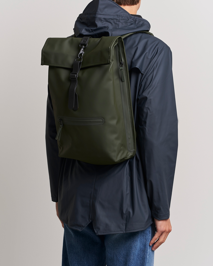 Men | Backpacks | RAINS | Rolltop Rucksack Green