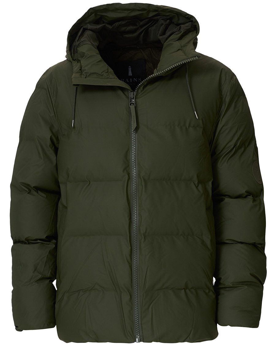Men |  | RAINS | Waterproof Puffer Hooded Jacket Green
