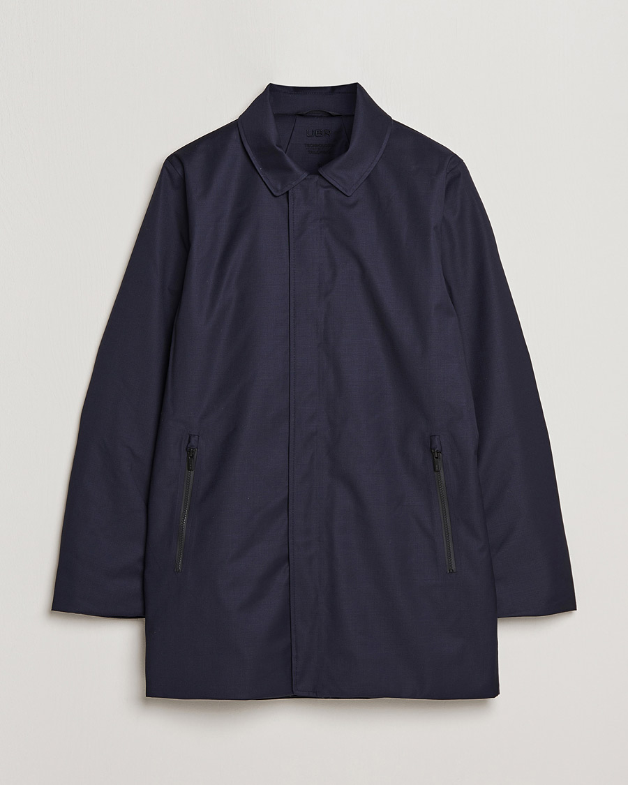 Men | Face the Rain in Style | UBR | Regulator Coat Savile Dark Navy Wool
