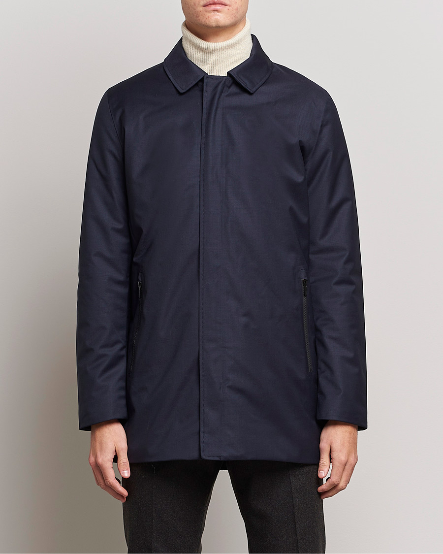 Men | Face the Rain in Style | UBR | Regulator Coat Savile Dark Navy Wool