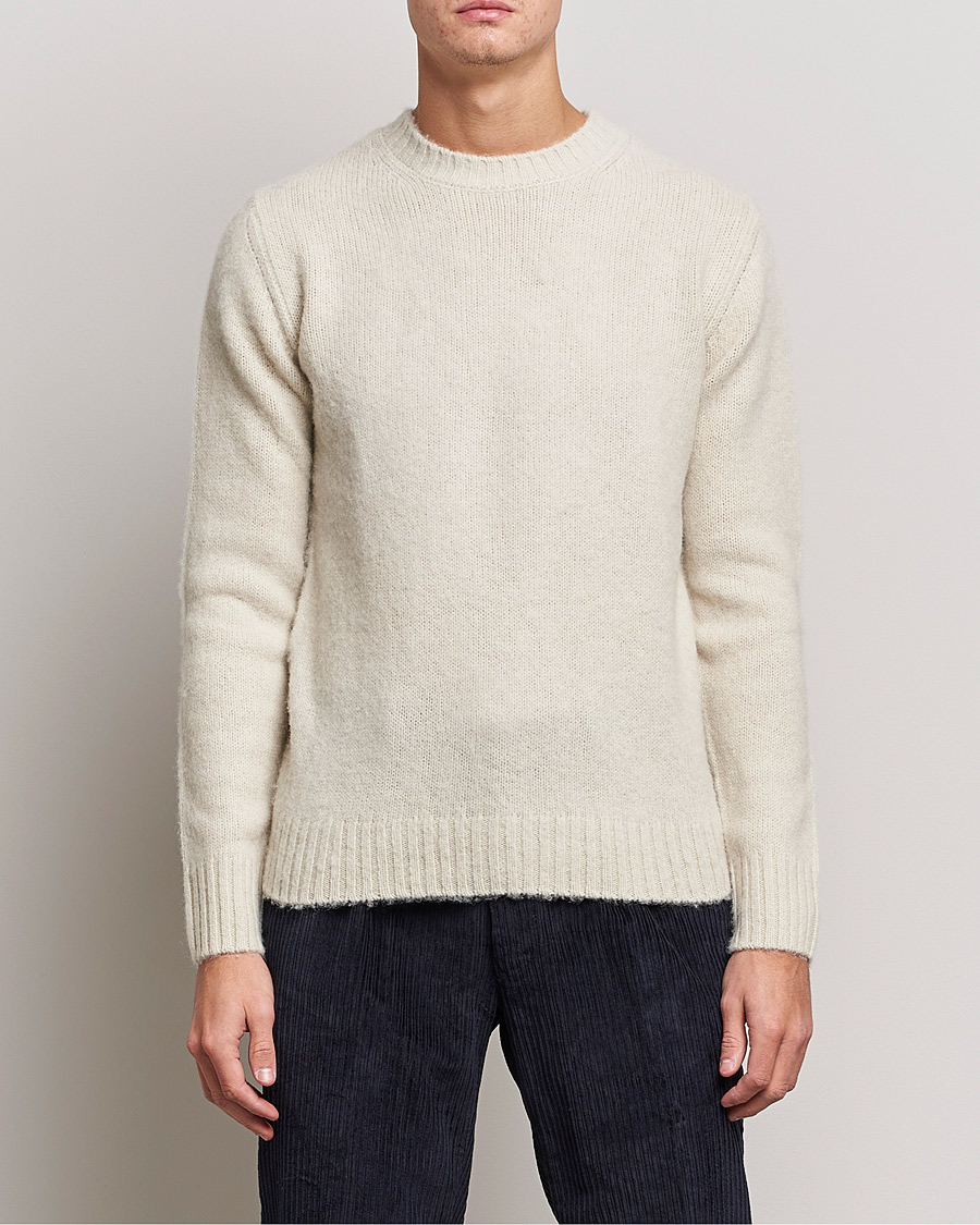 Men | Knitted Jumpers | Aspesi | Brushed Shetland Sweater Naturale