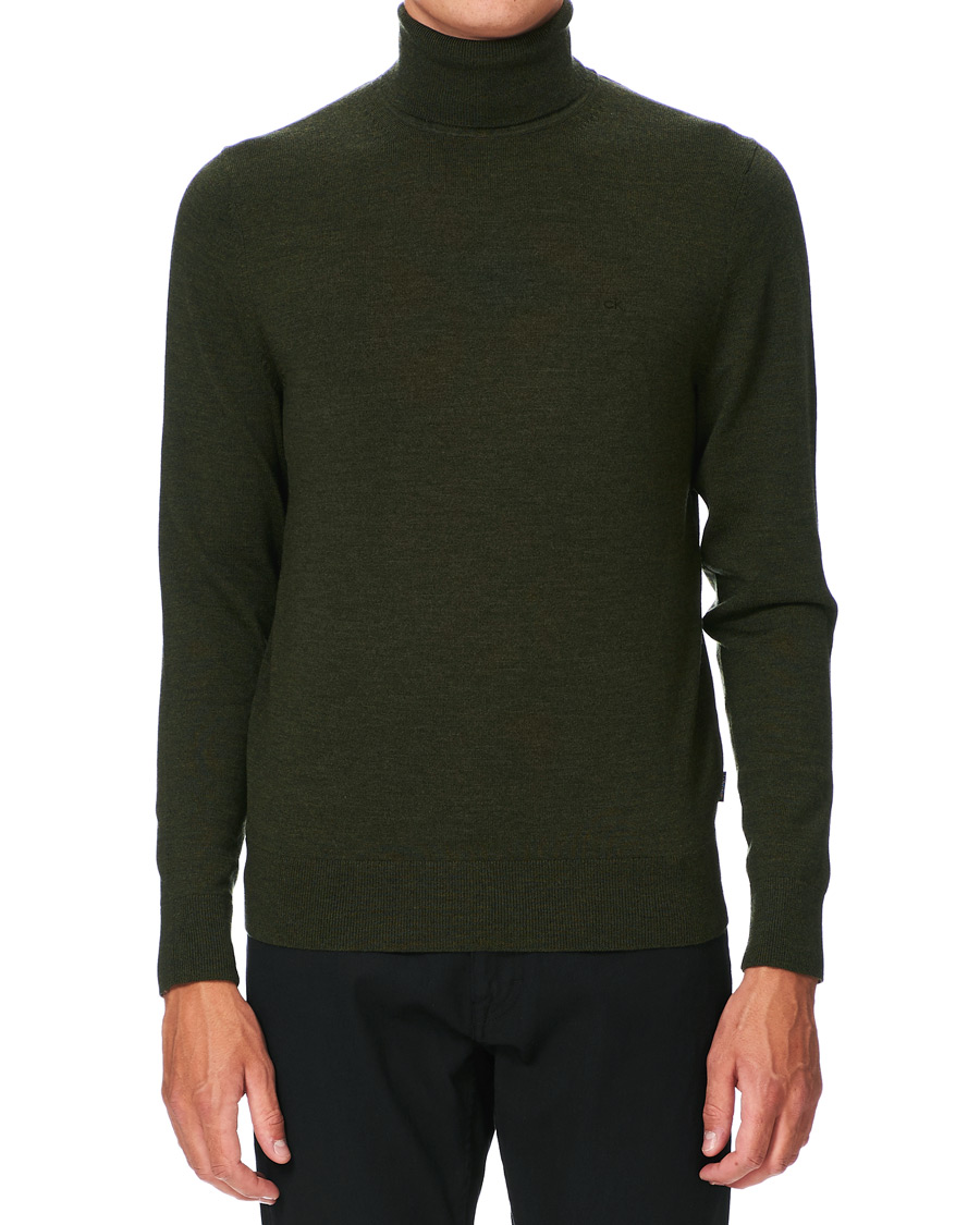 Men | Sweaters & Knitwear | Calvin Klein | Superior Wool Rollneck Dark Olive