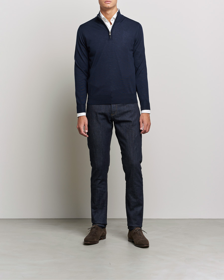 Men | Jeans | Canali | Slim Fit Stretch Jeans Dark Rinse