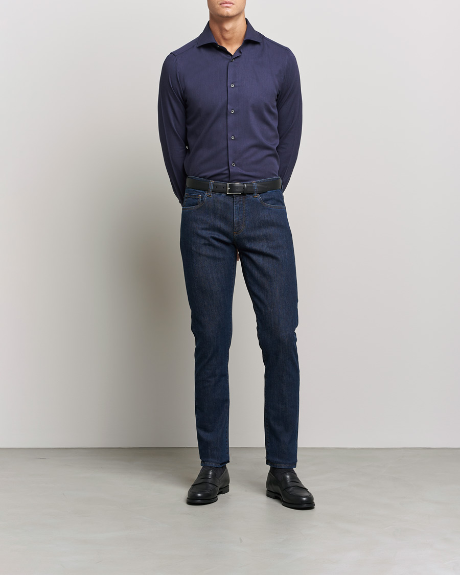 Men | Jeans | Canali | Slim Fit Stretch Jeans Dark Blue Wash