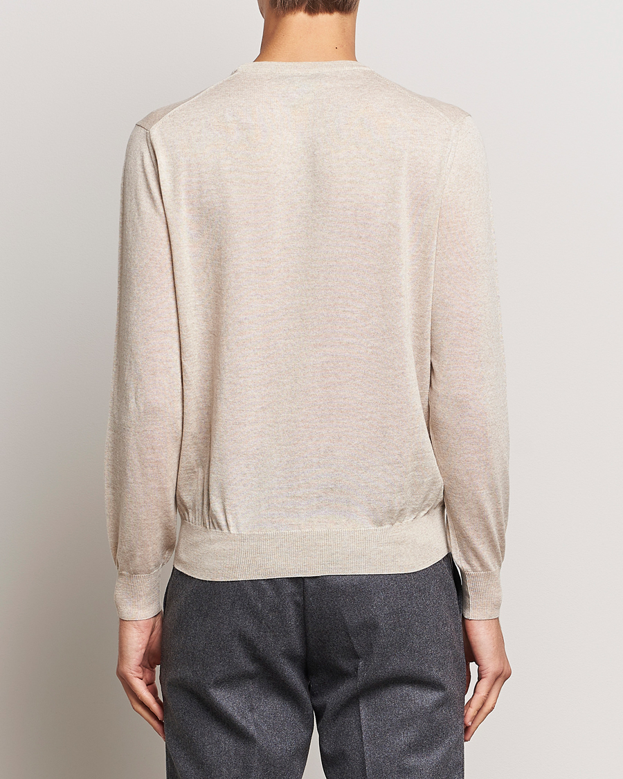 Men | Sweaters & Knitwear | Canali | Merino Wool Crew Neck Light Beige