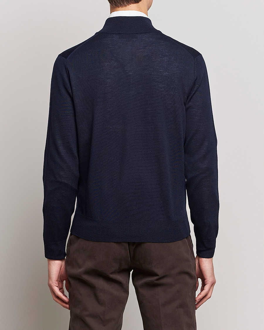 Men | Sweaters & Knitwear | Canali | Merino Wool Full Zip Navy