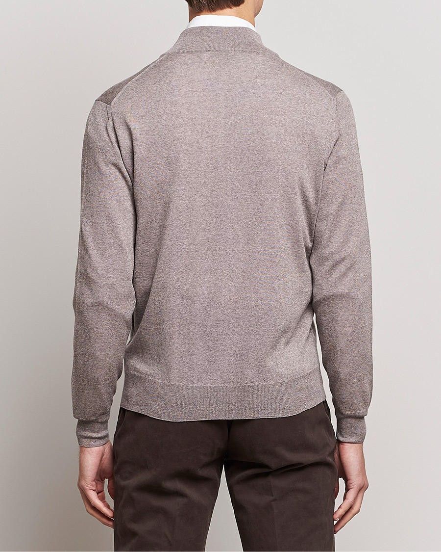 Men | Sweaters & Knitwear | Canali | Merino Wool Full Zip Beige