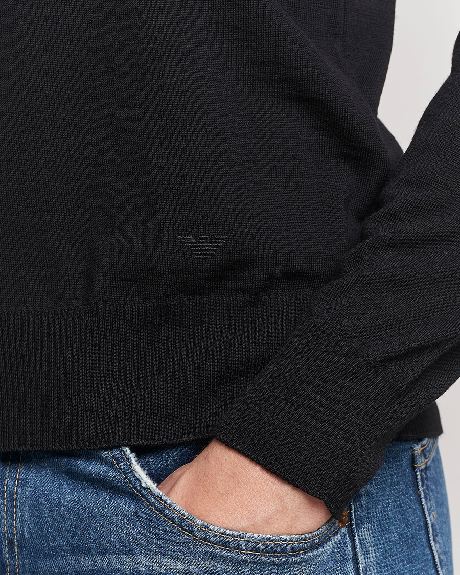 Men | Sweaters & Knitwear | Emporio Armani | Knitted Merio Polo Black