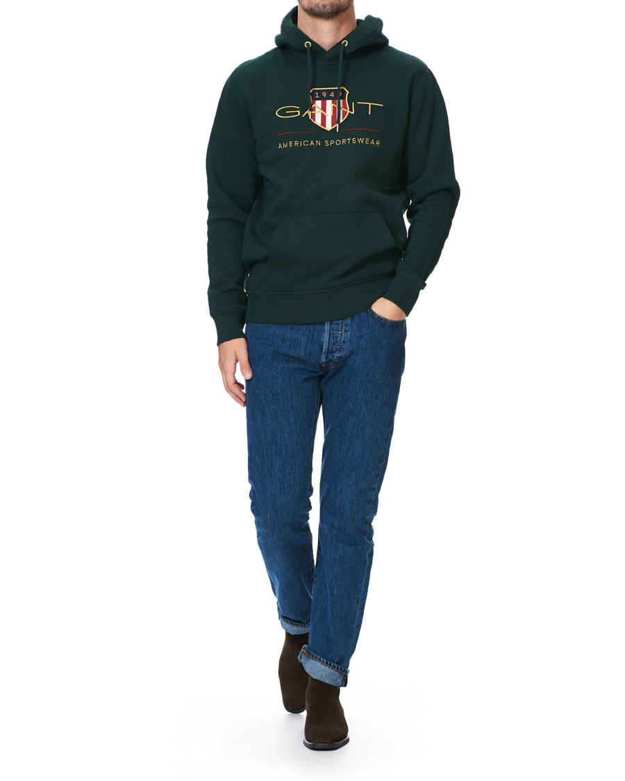 Men | Sweaters & Knitwear | GANT | Archive Shield Hoodie Tartan Green