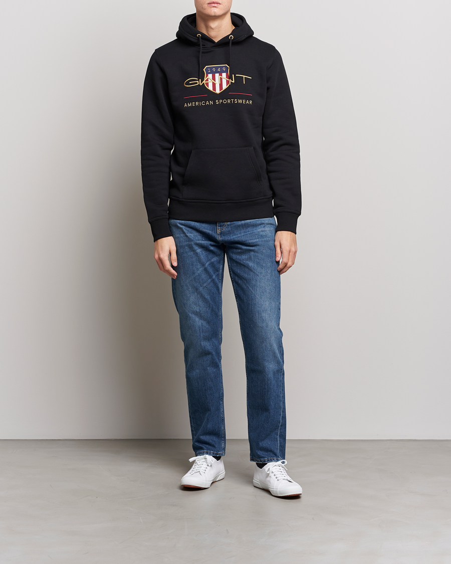 Men | Sweaters & Knitwear | GANT | Archive Shield Hoodie Black