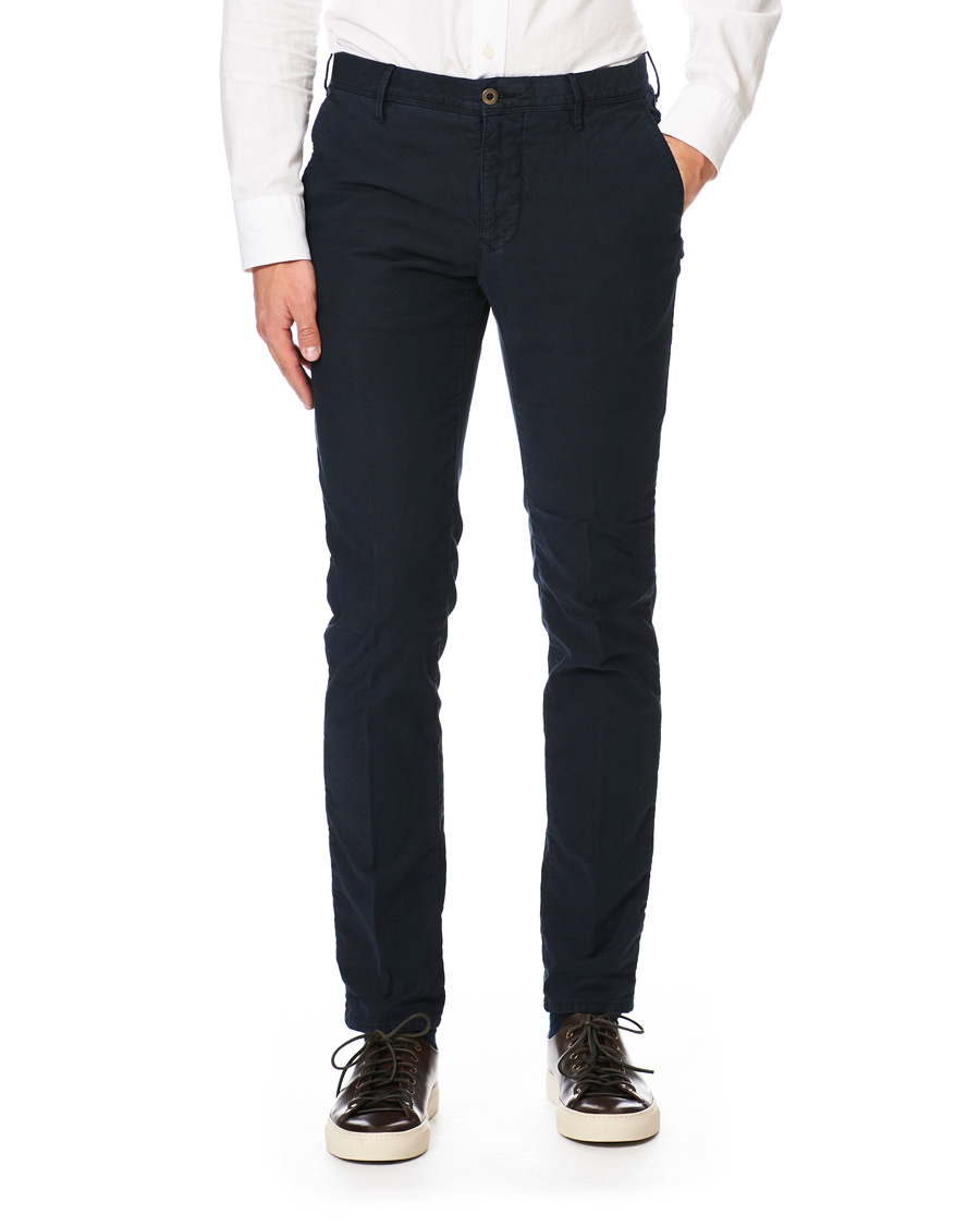 Men | Trousers | Incotex | Slim Fit Garment Dyed Washed Slacks Navy