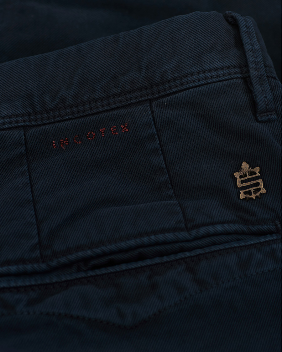 Men | Trousers | Incotex | Slim Fit Garment Dyed Washed Slacks Navy