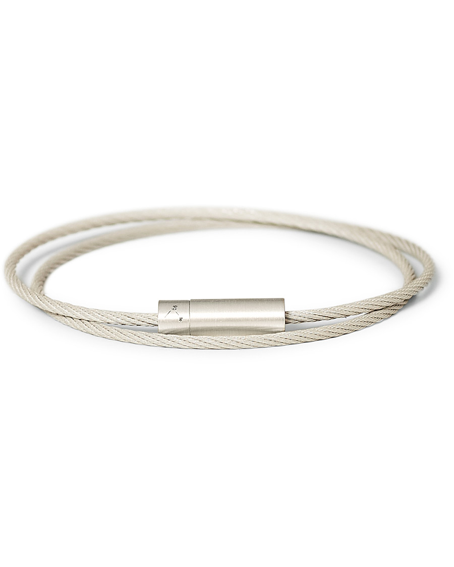 LE GRAMME Double Cable Bracelet Brushed Sterling Silver 21g hos CareOfCarl.