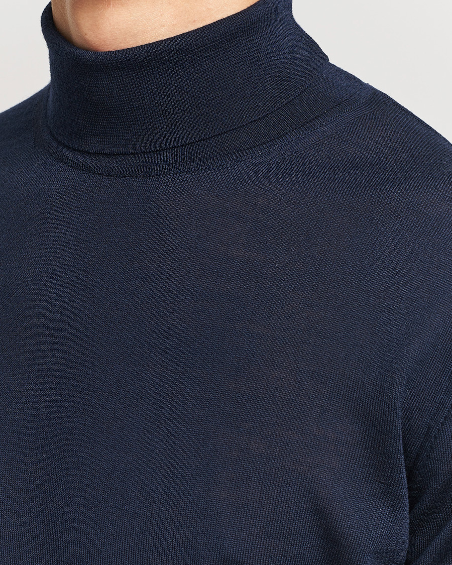 Men | Sweaters & Knitwear | Stenströms | Fine Merino Rollneck Navy
