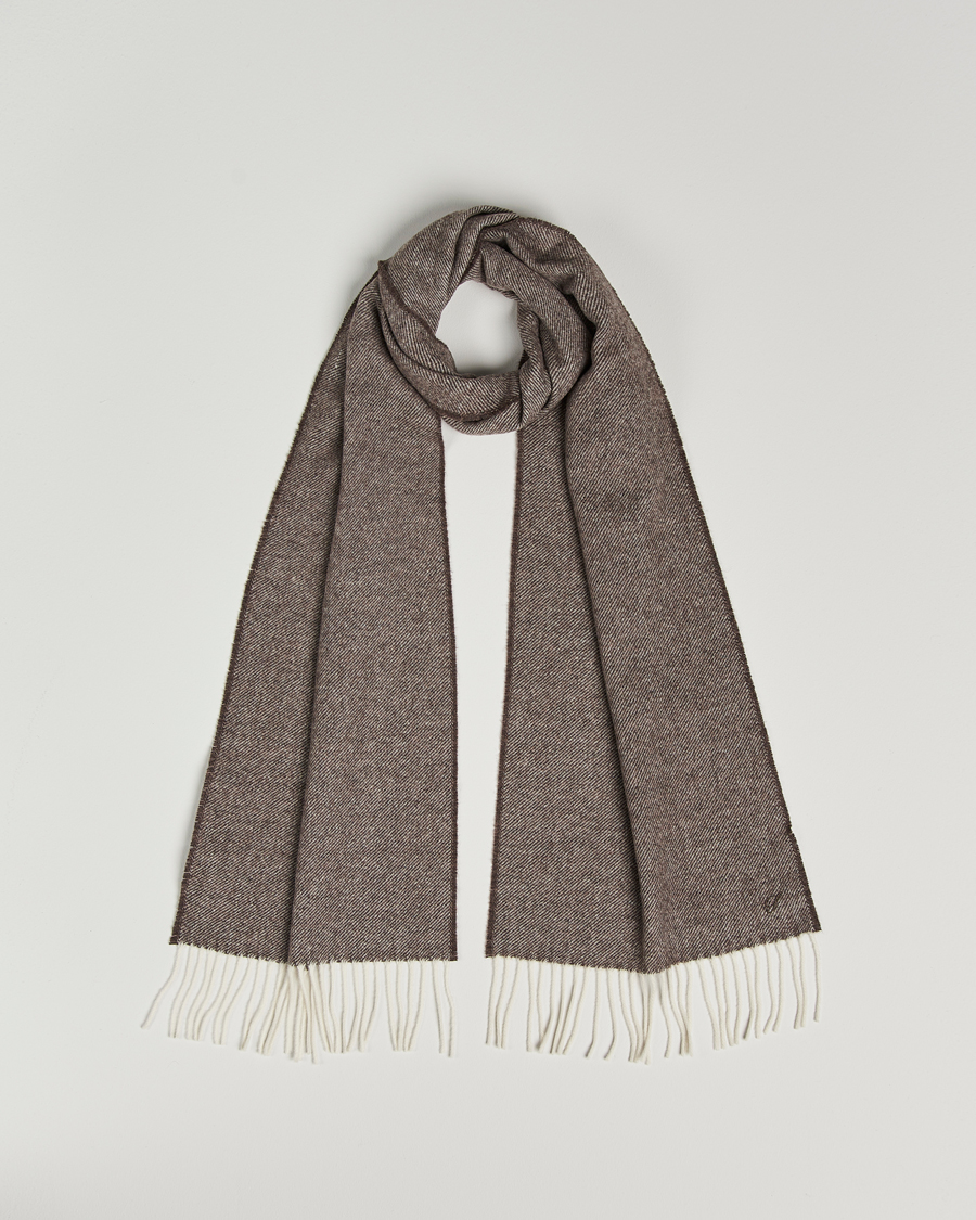 Men | Stenströms Herringbone Wool Scarf Brown | Stenströms | Herringbone Wool Scarf Brown