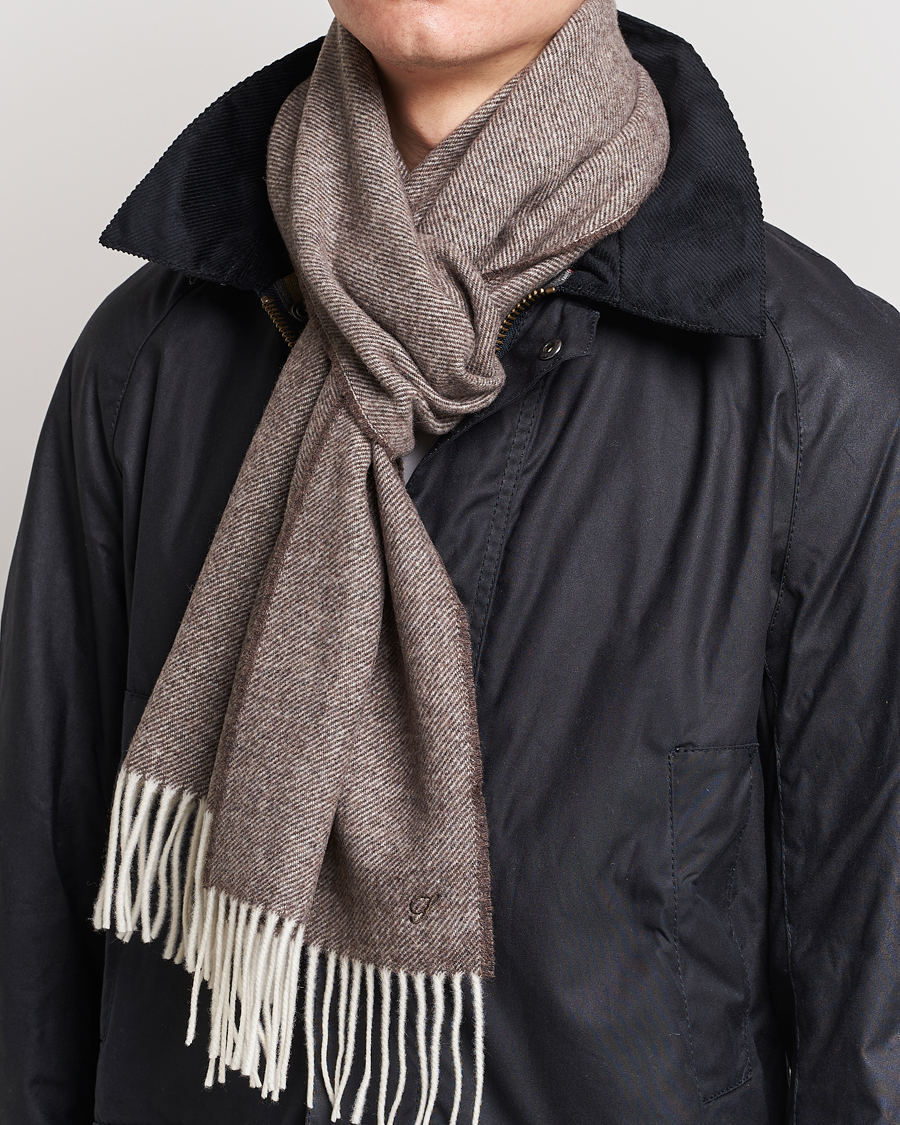 Men | Stenströms Herringbone Wool Scarf Brown | Stenströms | Herringbone Wool Scarf Brown