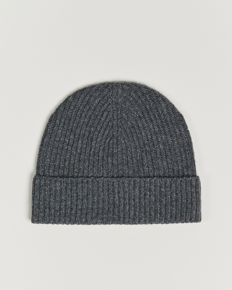 Men | Johnstons of Elgin Cashmere Ribbed Hat Dark Granite | Johnstons of Elgin | Cashmere Ribbed Hat Dark Granite