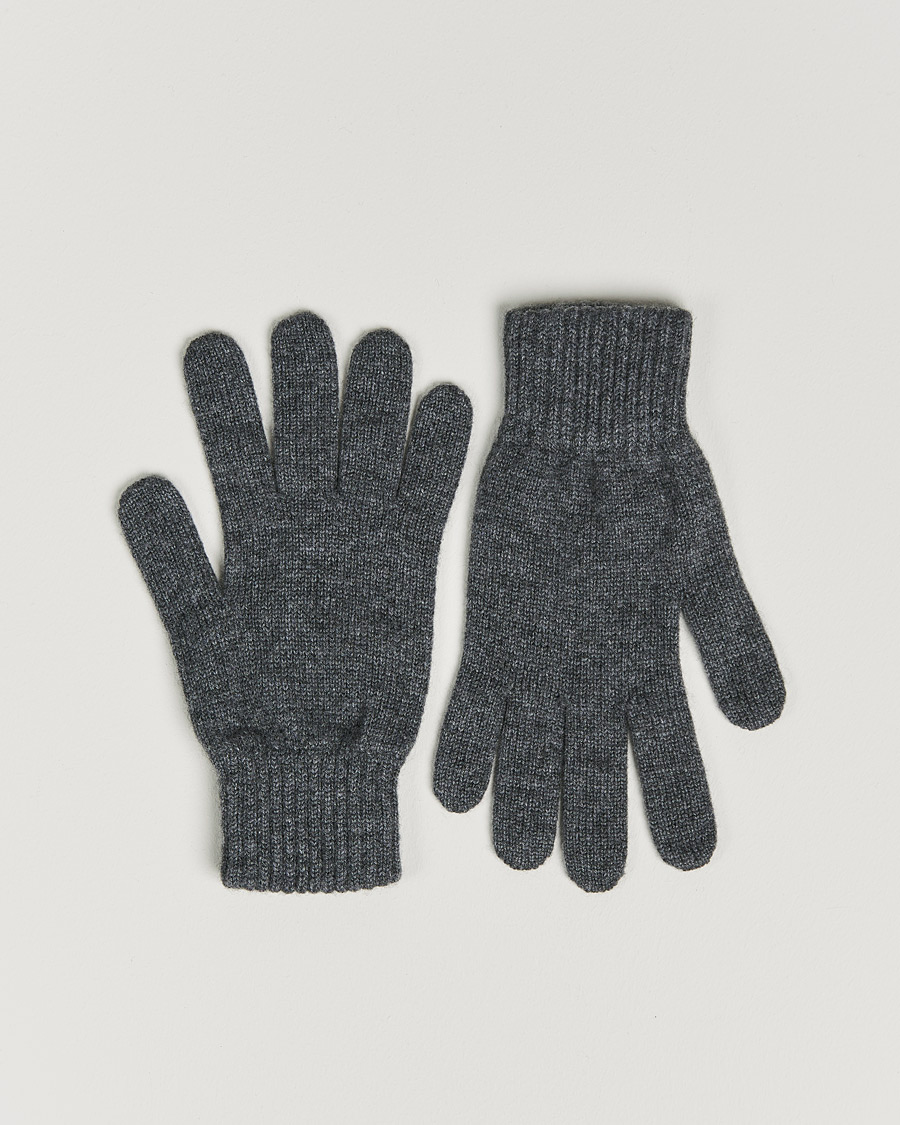 Men | Johnstons of Elgin Knitted Cashmere Gloves Dark Granite | Johnstons of Elgin | Knitted Cashmere Gloves Dark Granite