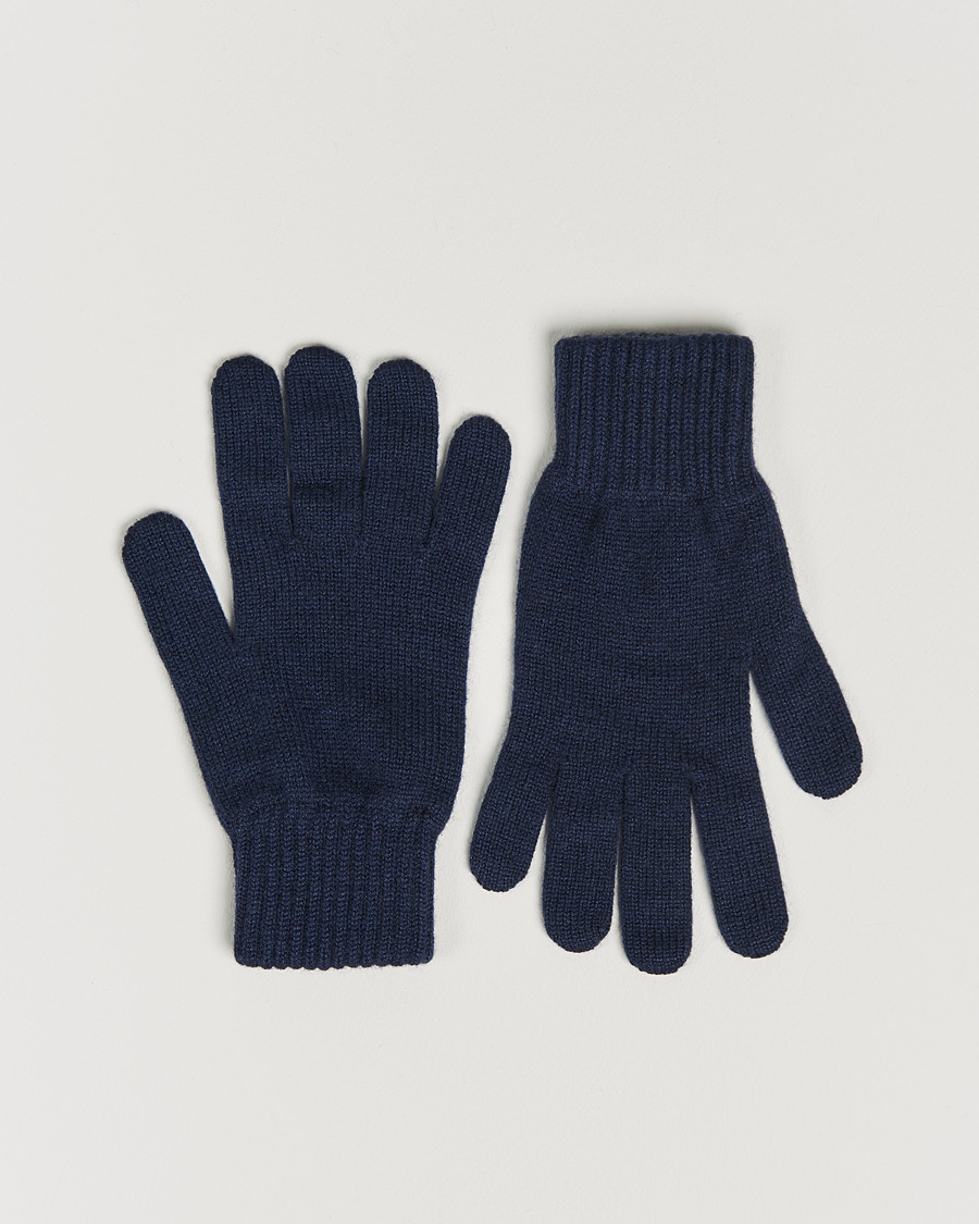 Men | Johnstons of Elgin Knitted Cashmere Gloves Navy | Johnstons of Elgin | Knitted Cashmere Gloves Navy