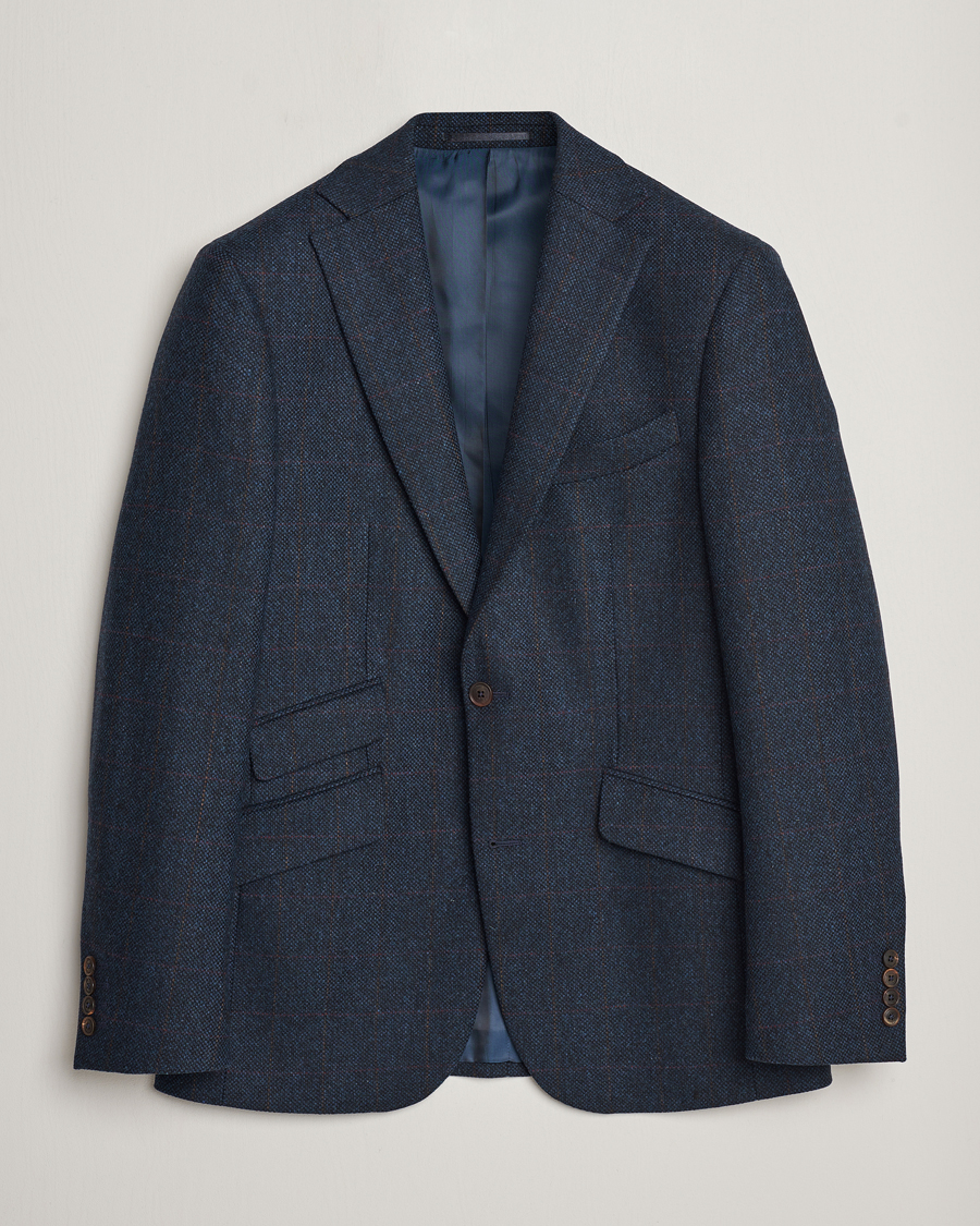 Walker Slater Edward Lambswool Windowpane Blazer Navy at