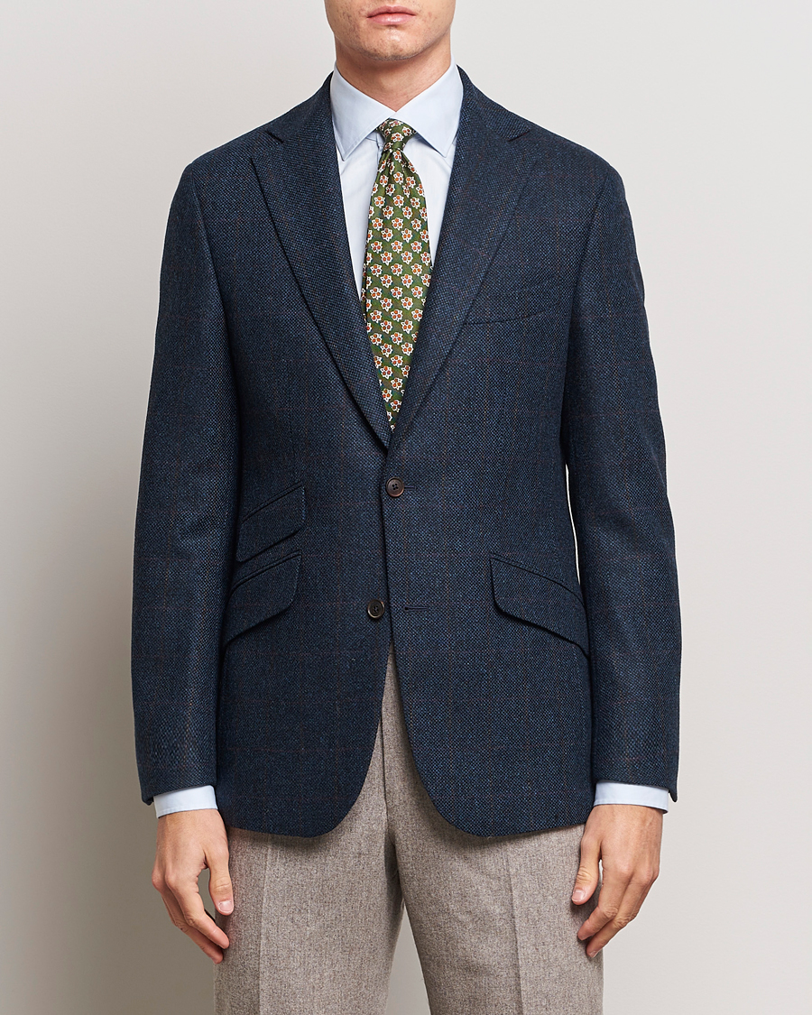 Walker Slater Edward Lambswool Windowpane Blazer Navy at