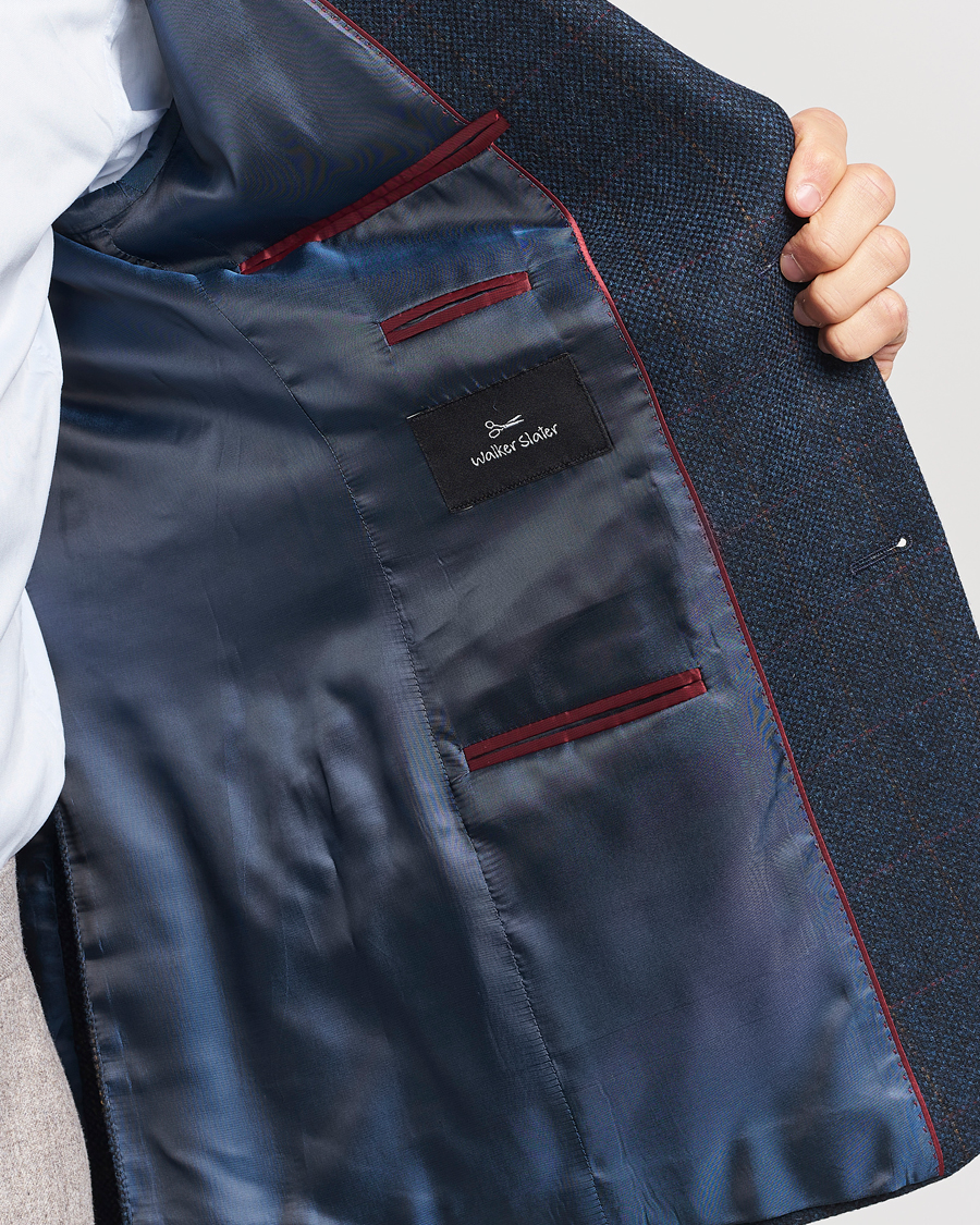 Men | Blazers | Walker Slater | Edward Lambswool Windowpane Blazer Navy