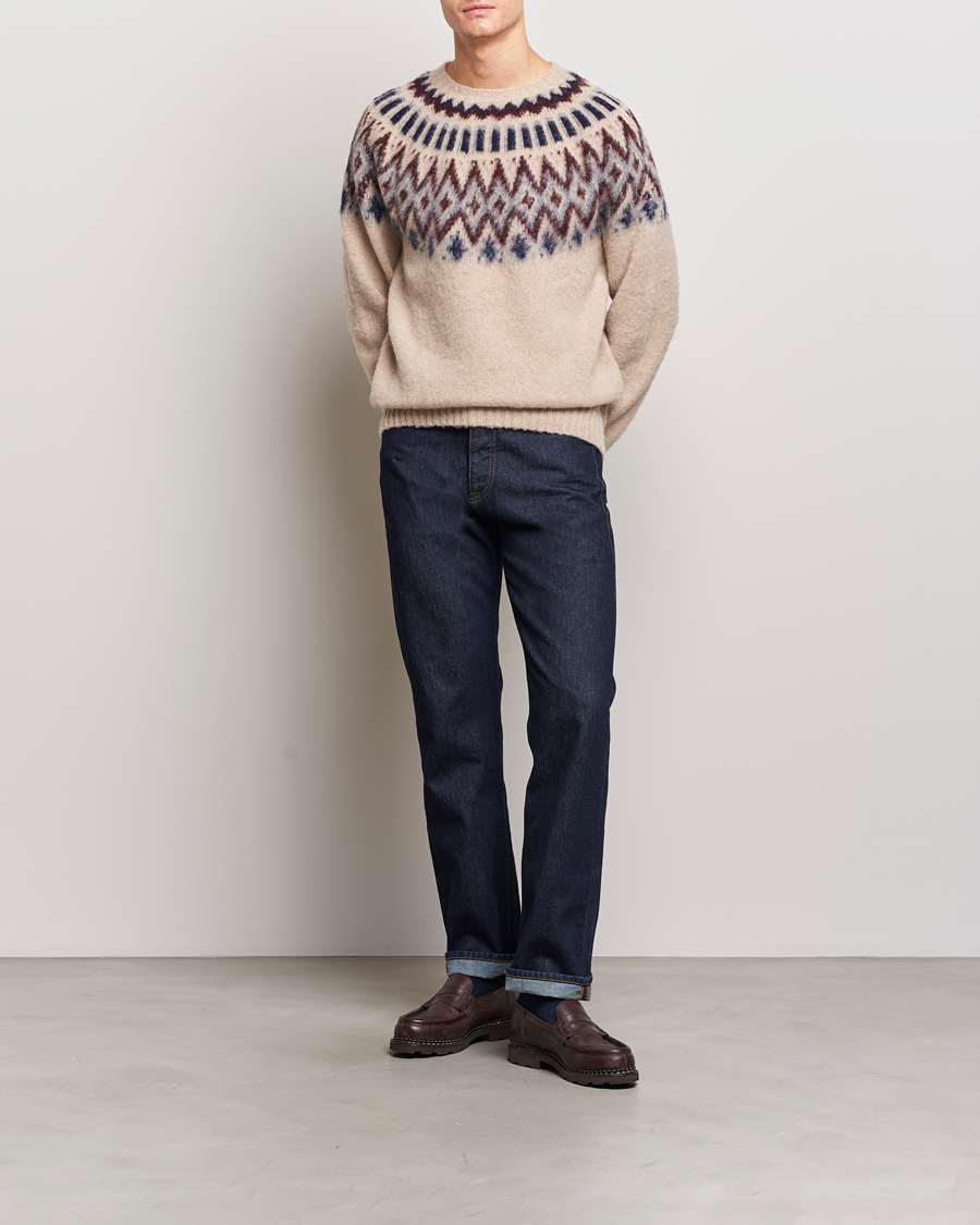 Men | Sweaters & Knitwear | Howlin' | Brushed Wool Fair Isle Crew Sweater Biscuit