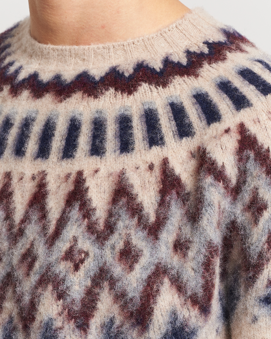 Men | Sweaters & Knitwear | Howlin' | Brushed Wool Fair Isle Crew Sweater Biscuit
