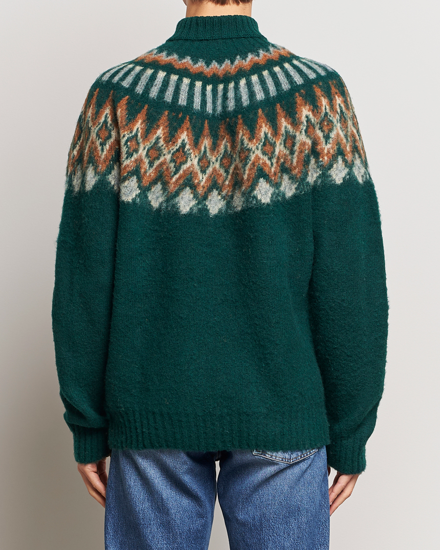 Men | Sweaters & Knitwear | Howlin' | Brushed Wool Fair Isle Roll Neck Forest