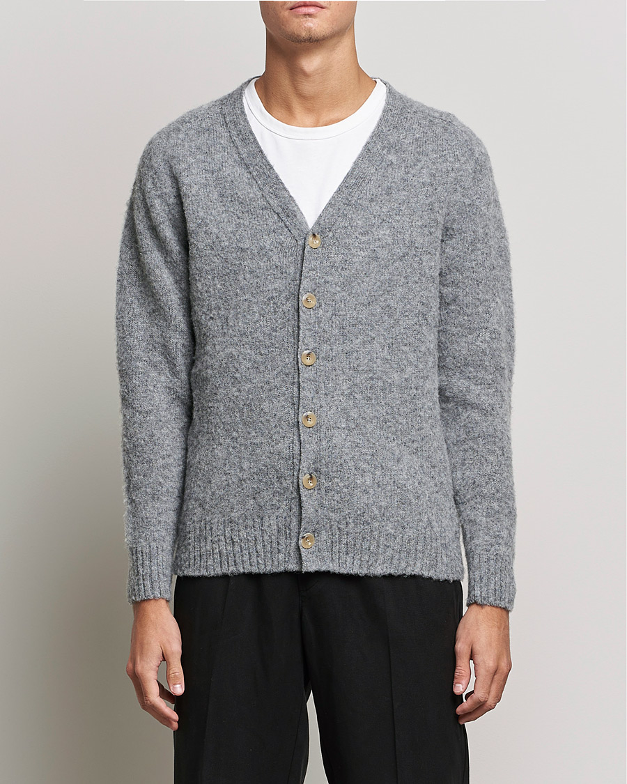 Men | Sweaters & Knitwear | Howlin' | Brushed Wool Cardigan Mid Grey