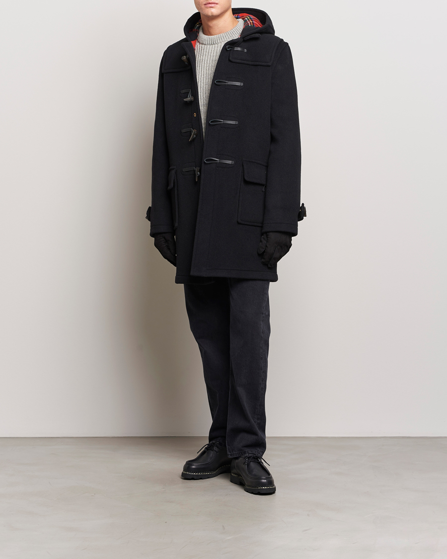 Men | Coats & Jackets | Gloverall | Morris Duffle Coat Black/Royal Stewart