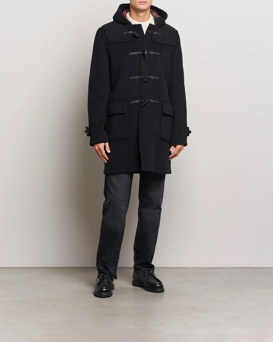 Men | Coats & Jackets | Gloverall | Morris Duffle Coat Black/Royal Stewart