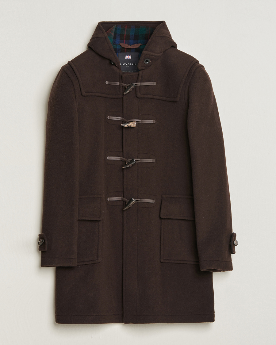 Men | Duffle Coats | Gloverall | Morris Duffle Coat Brown/Tartan