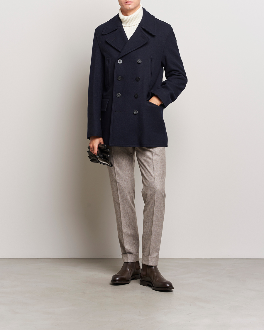 Men | Coats & Jackets | Gloverall | Churchill Reefer Peacoat Navy