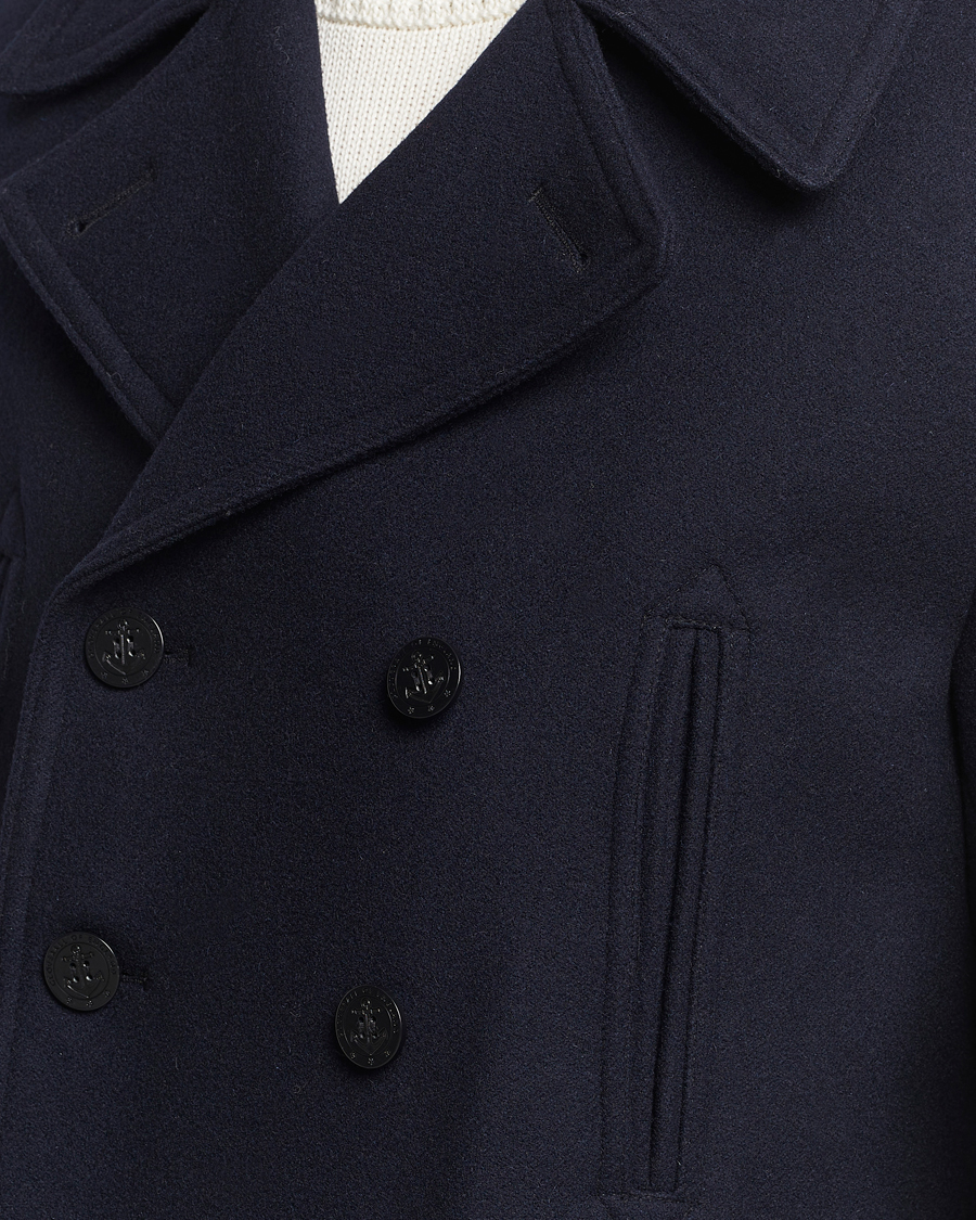 Men | Coats & Jackets | Gloverall | Churchill Reefer Peacoat Navy