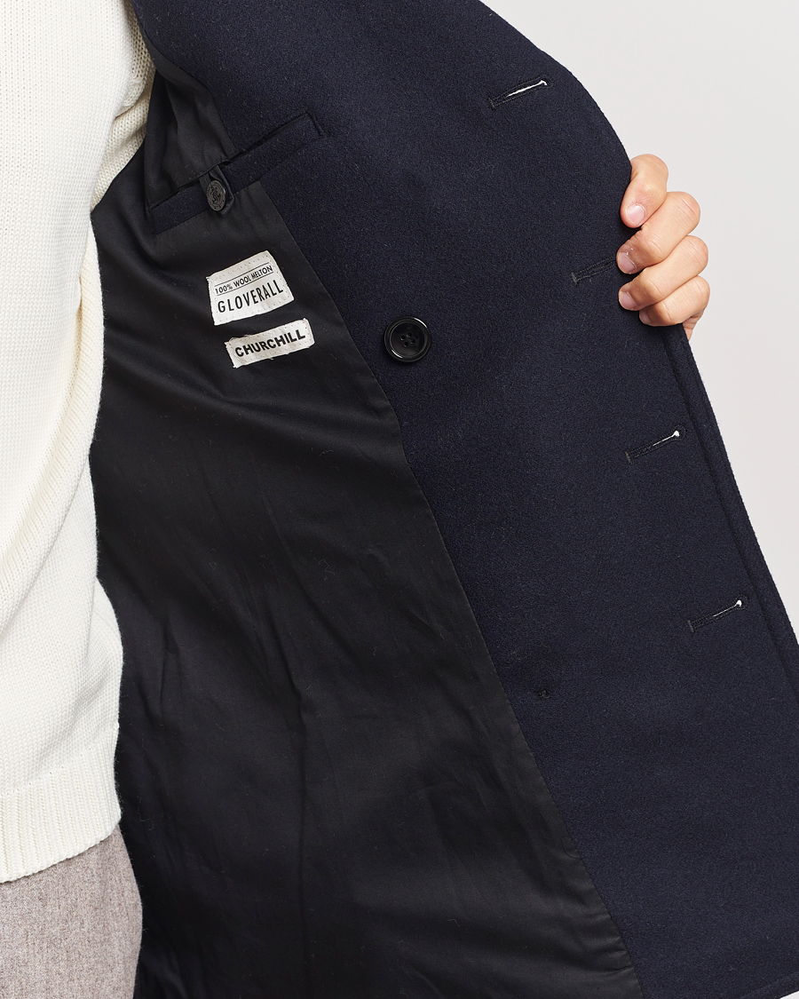 Men | Coats & Jackets | Gloverall | Churchill Reefer Peacoat Navy