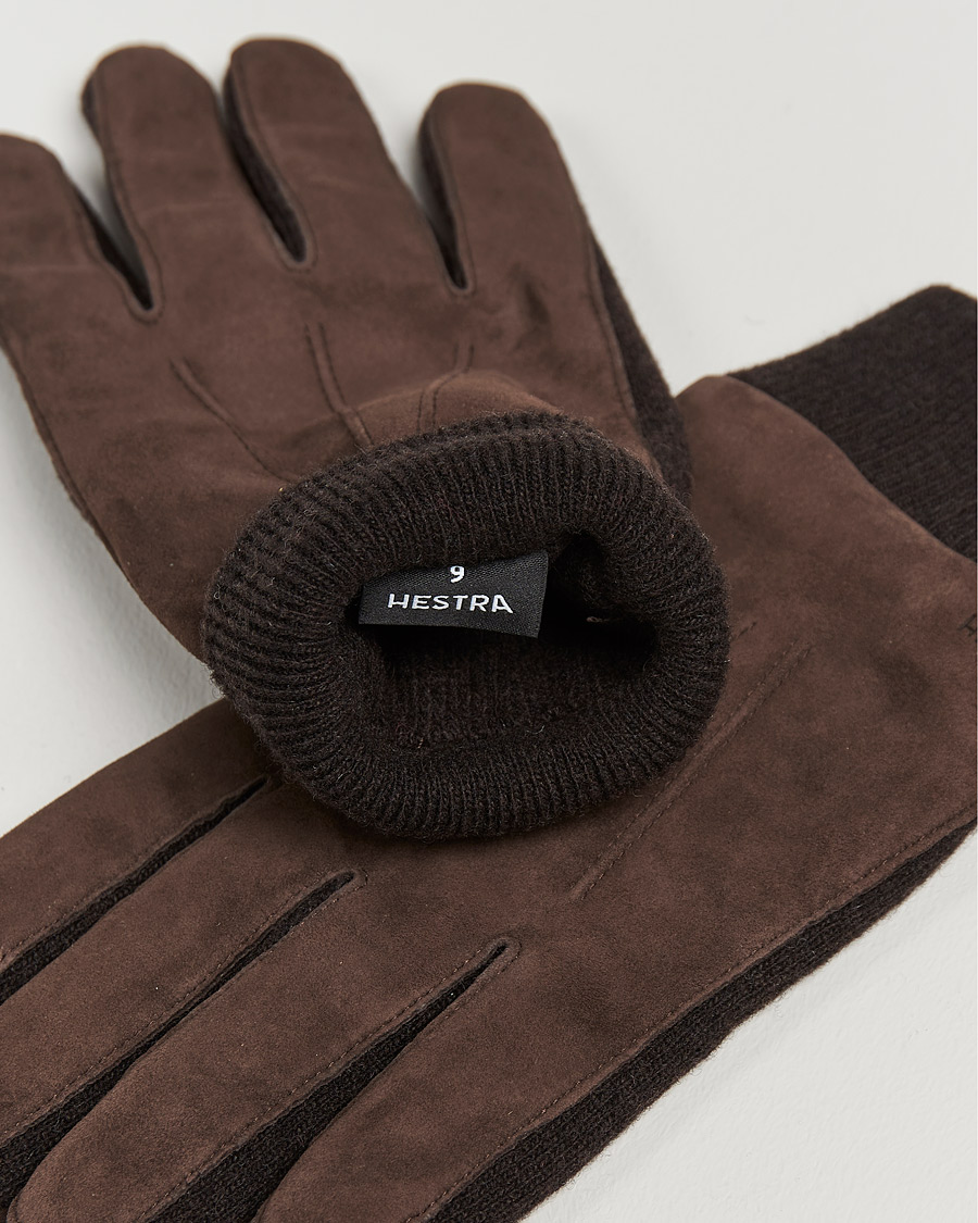 Men | Gloves | Hestra | Geoffery Suede Wool Tricot Glove Espresso