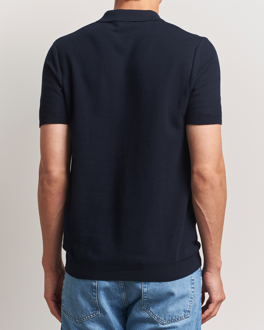 Men | Polo Shirts | Sunspel | Fine Texture Polo Navy