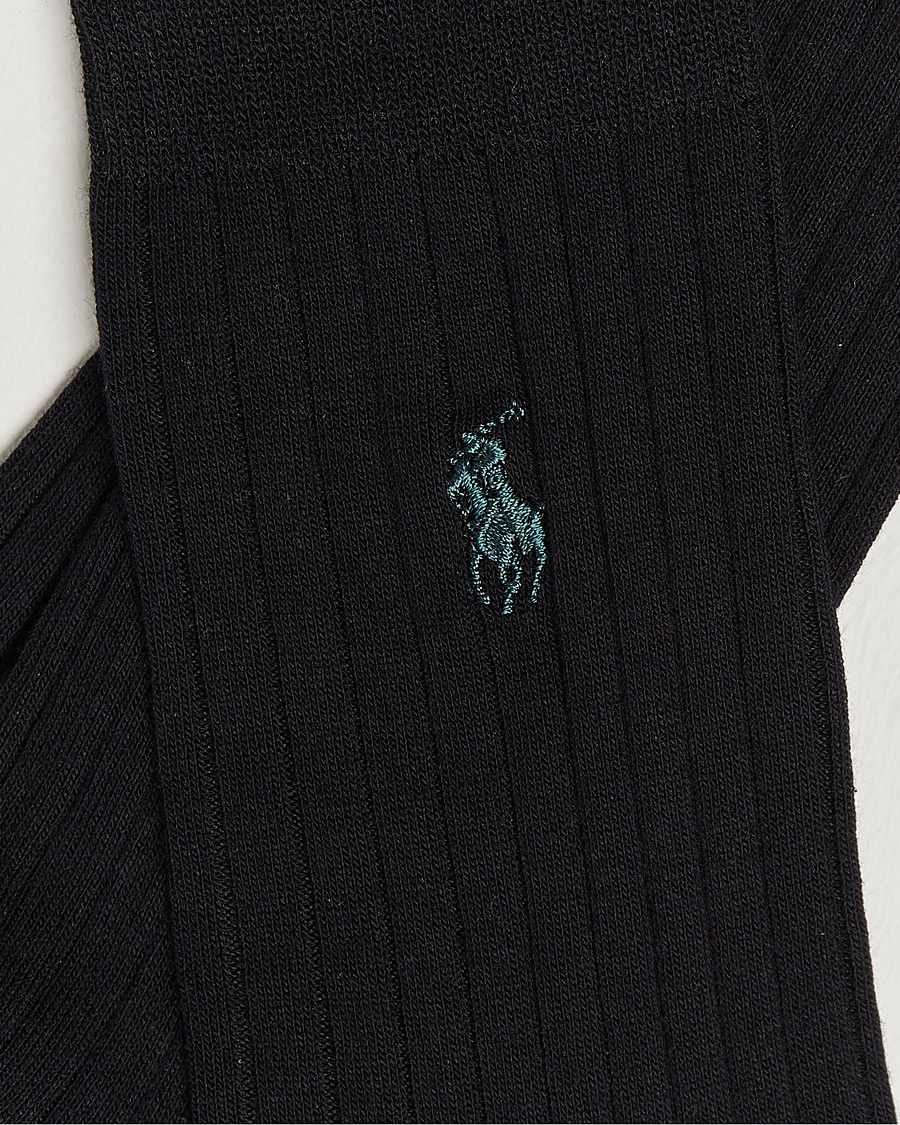 Men | Underwear & Socks | Polo Ralph Lauren | 3-Pack Egyptian Rib Crew Socks Black