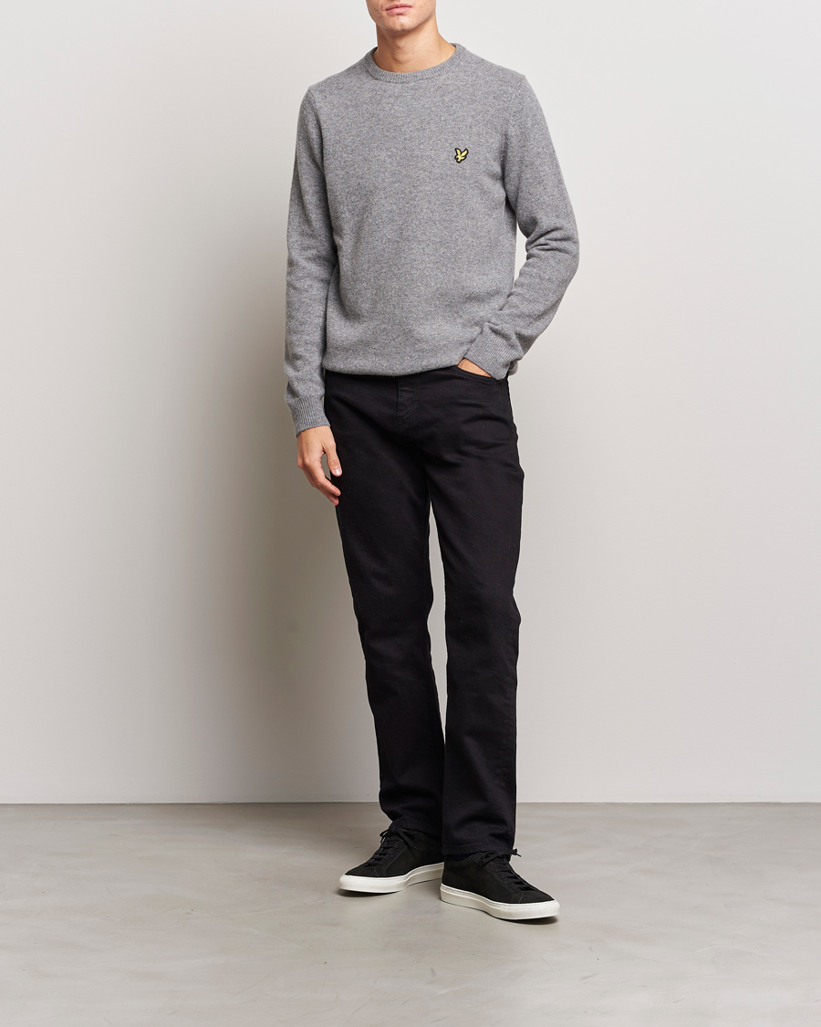 Men | Sweaters & Knitwear | Lyle & Scott | Lambswool Crew Neck Pullover Mid Grey Melange