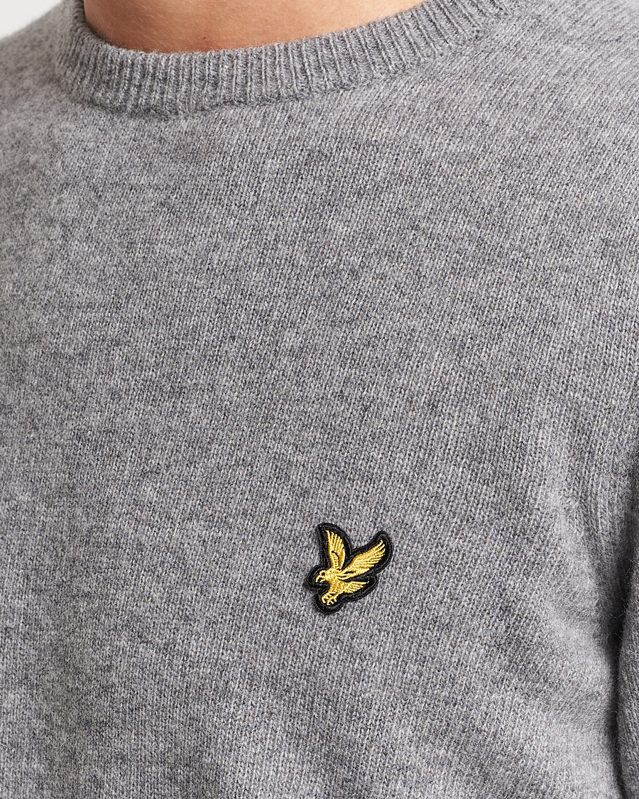 Men | Sweaters & Knitwear | Lyle & Scott | Lambswool Crew Neck Pullover Mid Grey Melange