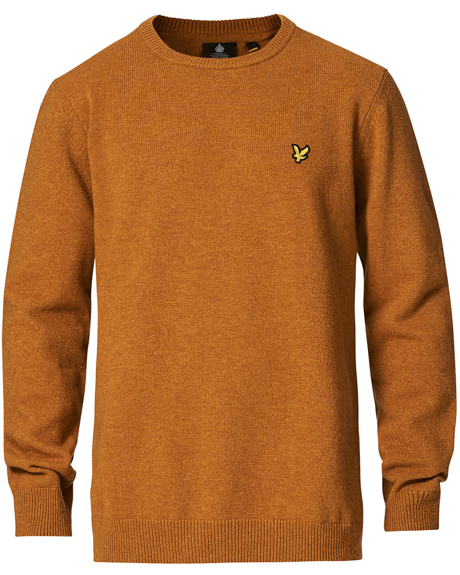Men | Sweaters & Knitwear | Lyle & Scott | Lambswool Crew Neck Pullover Caramel Marl