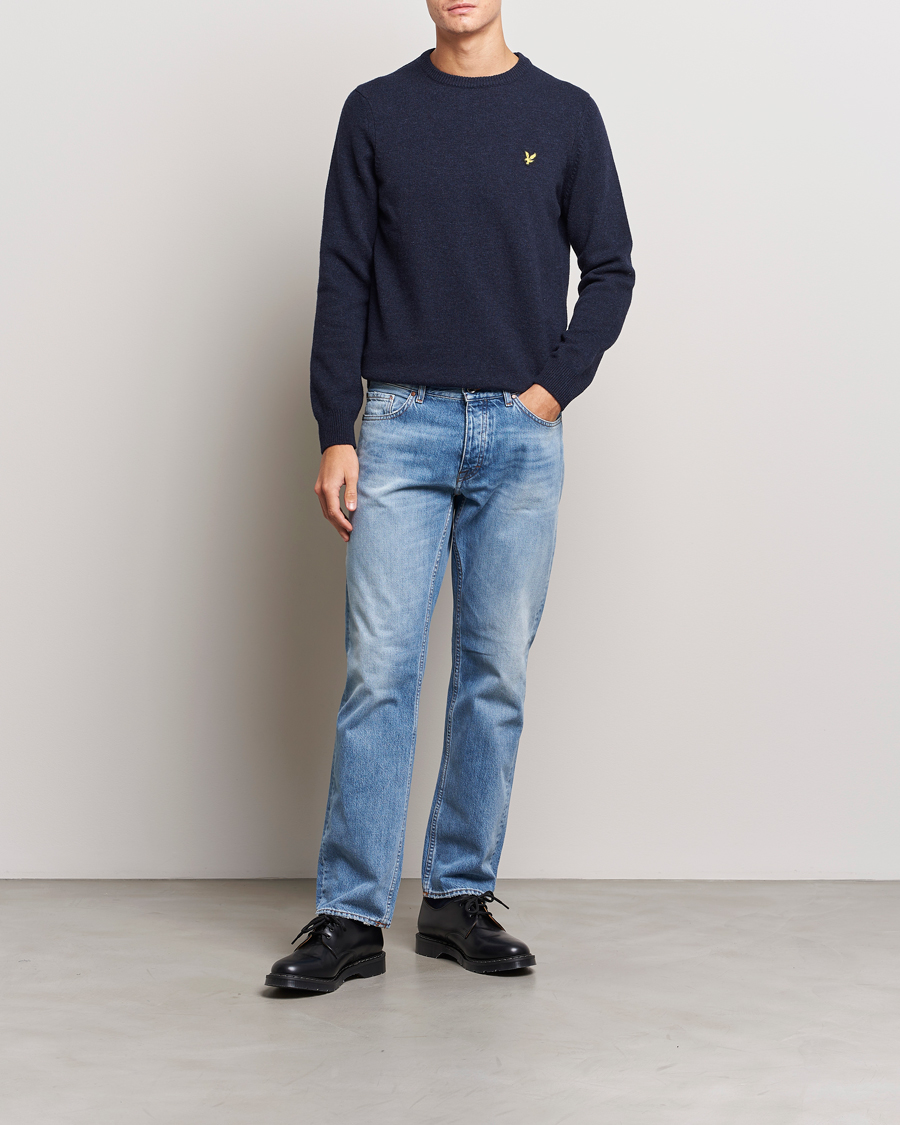 Men | Sweaters & Knitwear | Lyle & Scott | Lambswool Crew Neck Pullover Dark Navy Marl