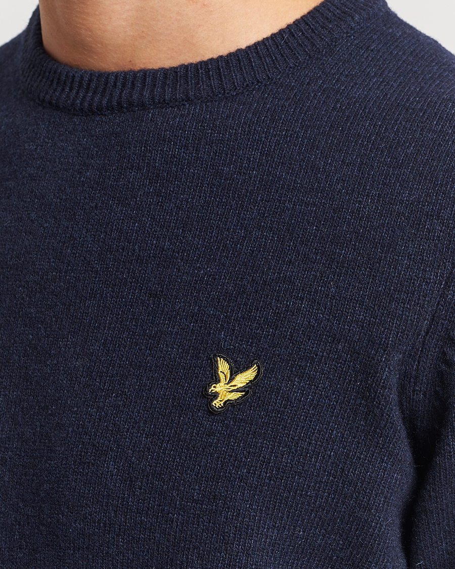 Men | Sweaters & Knitwear | Lyle & Scott | Lambswool Crew Neck Pullover Dark Navy Marl