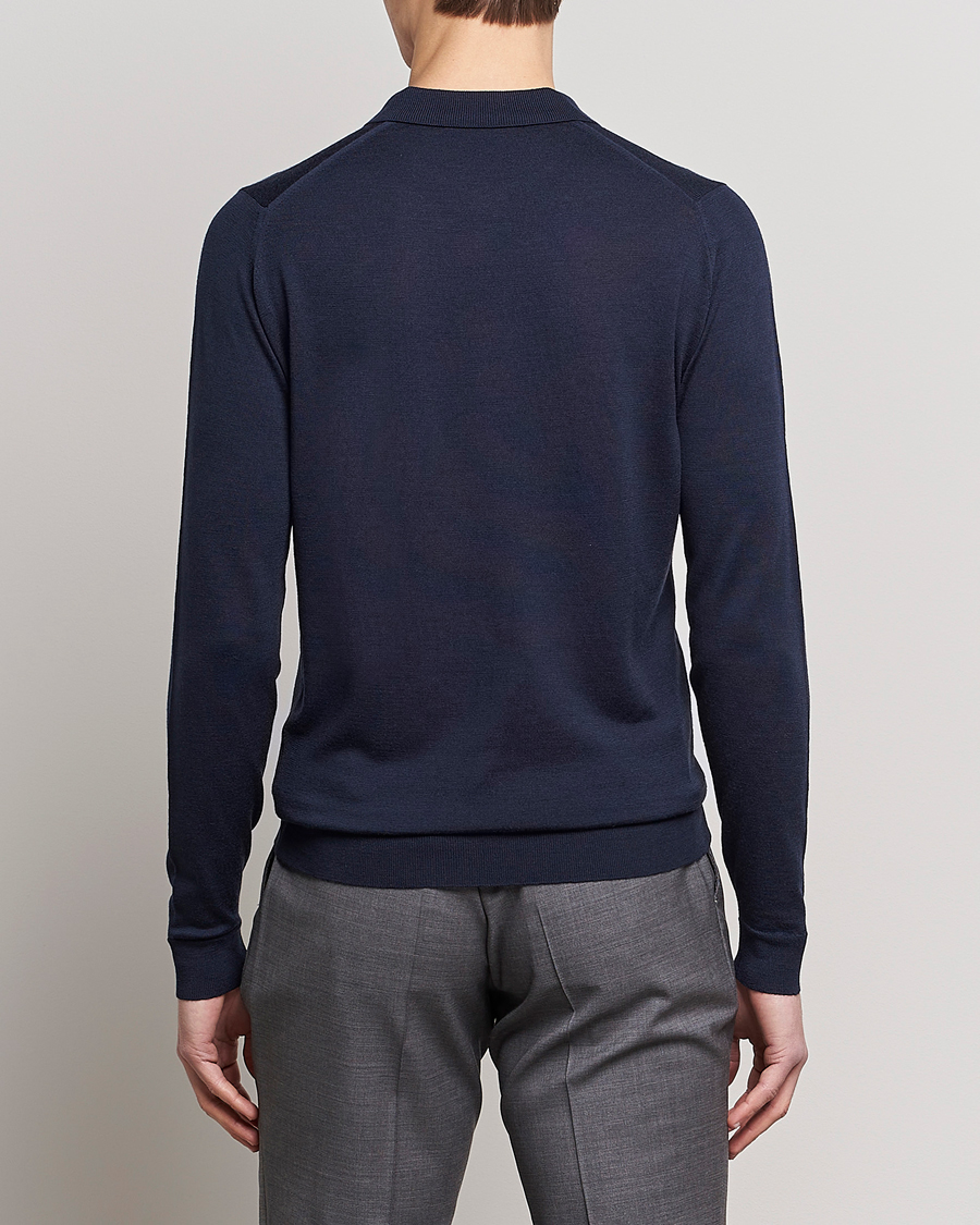 Men | Sweaters & Knitwear | John Smedley | Belper Extra Fine Merino Polo Pullover Midnight