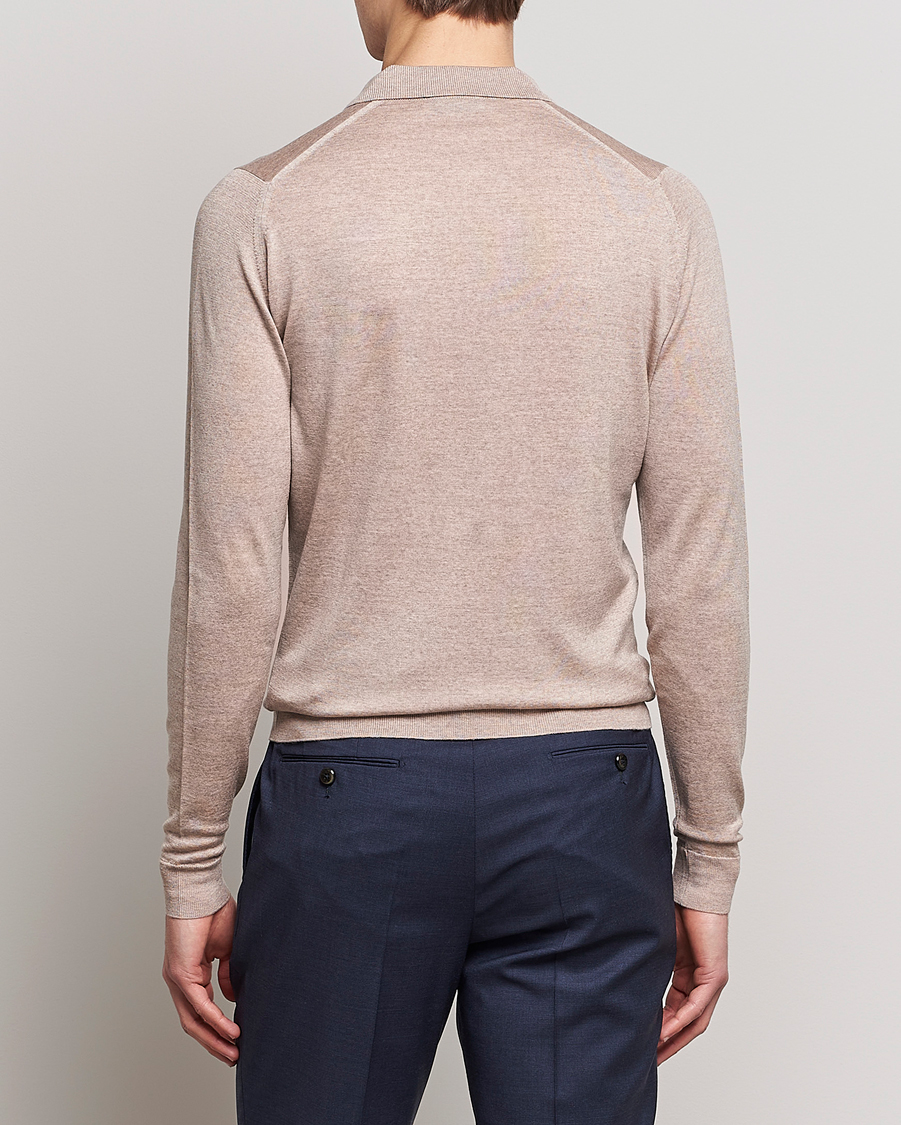 Men | Sweaters & Knitwear | John Smedley | Belper Extra Fine Merino Polo Pullover Soft Fawn