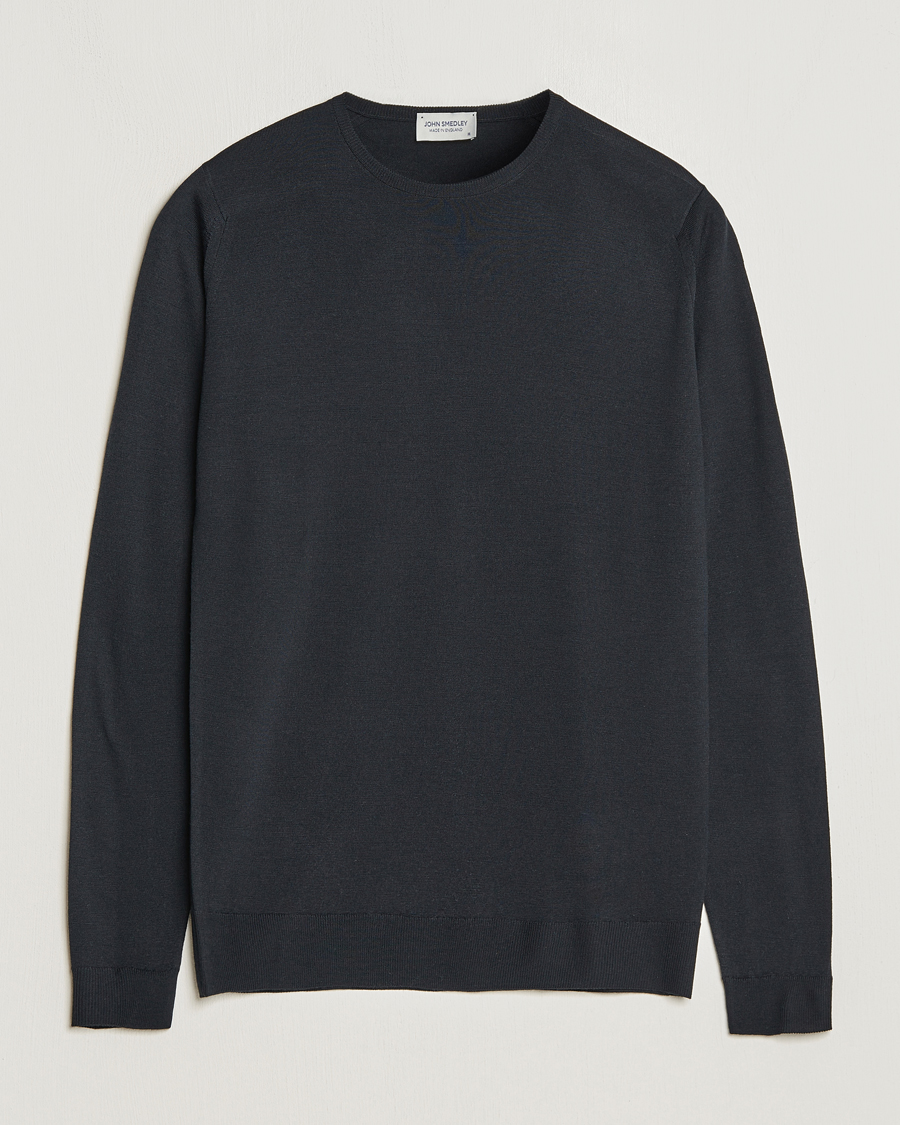 Men | Sweaters & Knitwear | John Smedley | Lundy Extra Fine Merino Crew Neck Black