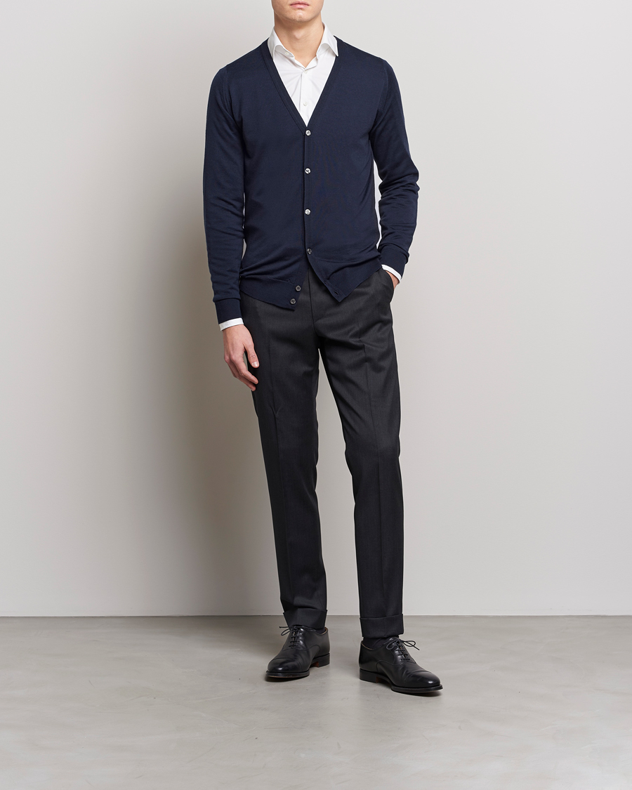 Men | Sweaters & Knitwear | John Smedley | Petworth Extra Fine Merino Cardigan Midnight